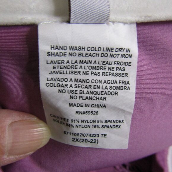 BECCA BY REBECCA 2X  Virtue Mauve Purple CROCHET One Piece Plunge Swim suit - Picture 10 of 11